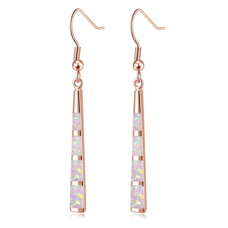 CiNily Opal Drop Earring-Rose Gold Plated Dangle Earrings Dangle Bar Earrings Women Jewelry Gemstone Dangle Earrings 2 1/8" - Image 1